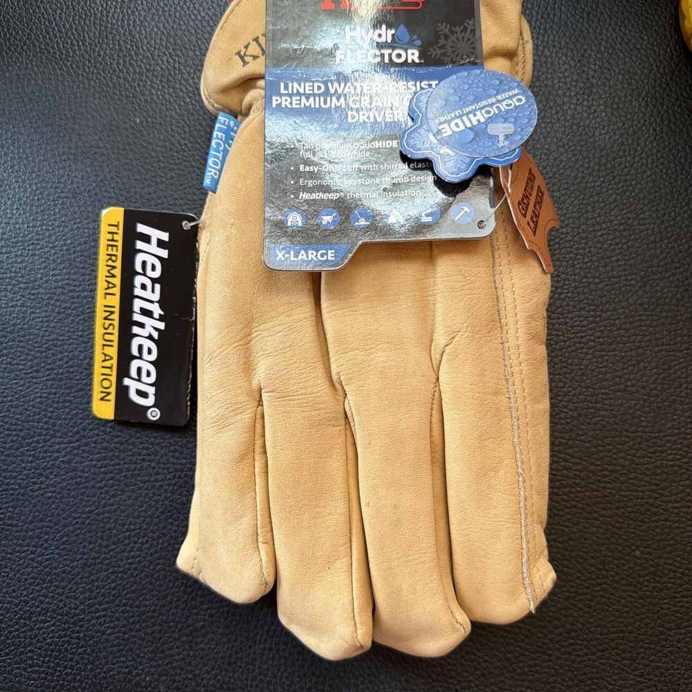 Kinco 398HKP Hydroflector Water Resistant Cowhide Driver Gloves XL Tan NEW